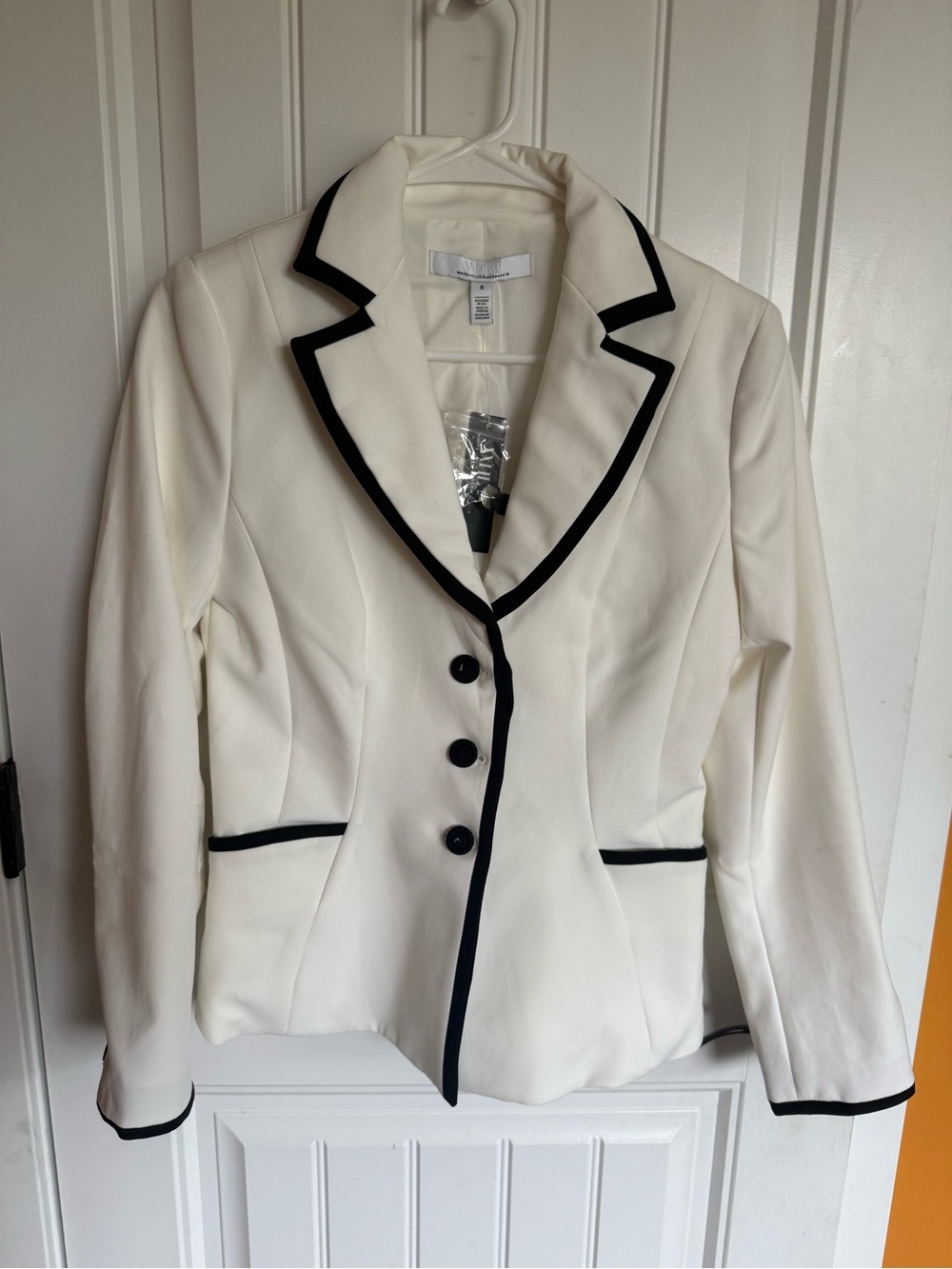 White House Black Market White Blazer with Black Trim- NWT